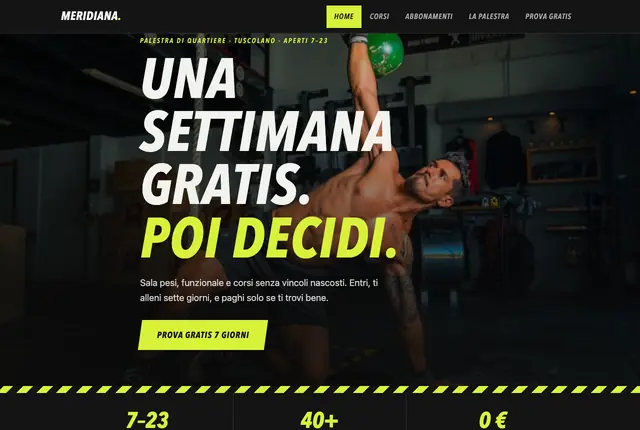 Home del sito Palestra Meridiana al Tuscolano: corsi, orari e invito a provare gratis una settimana.